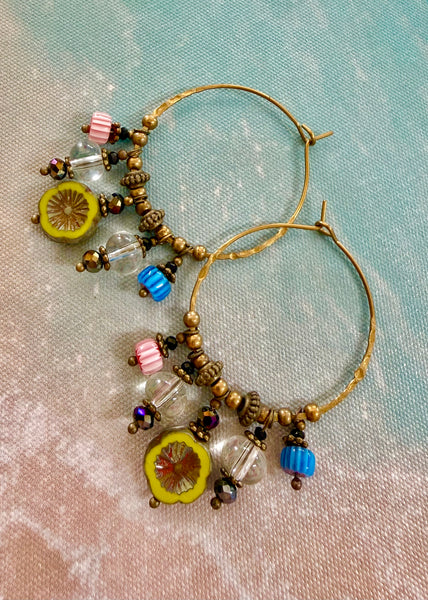 Hippy Vintage Flower Boho Earrings