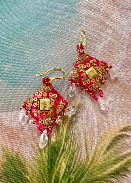 Marrakech Pink Gold Crystal Earrings