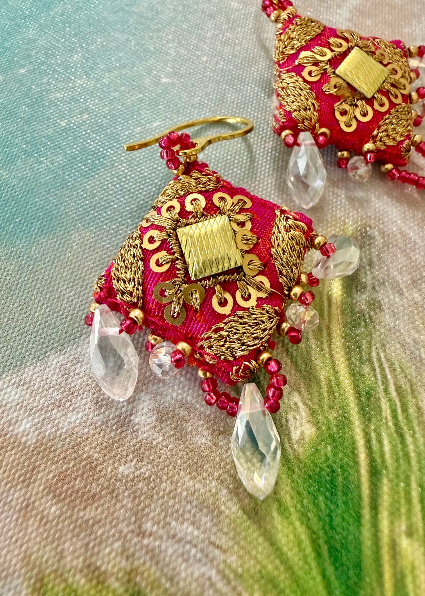 Marrakech Pink Gold Crystal Earrings