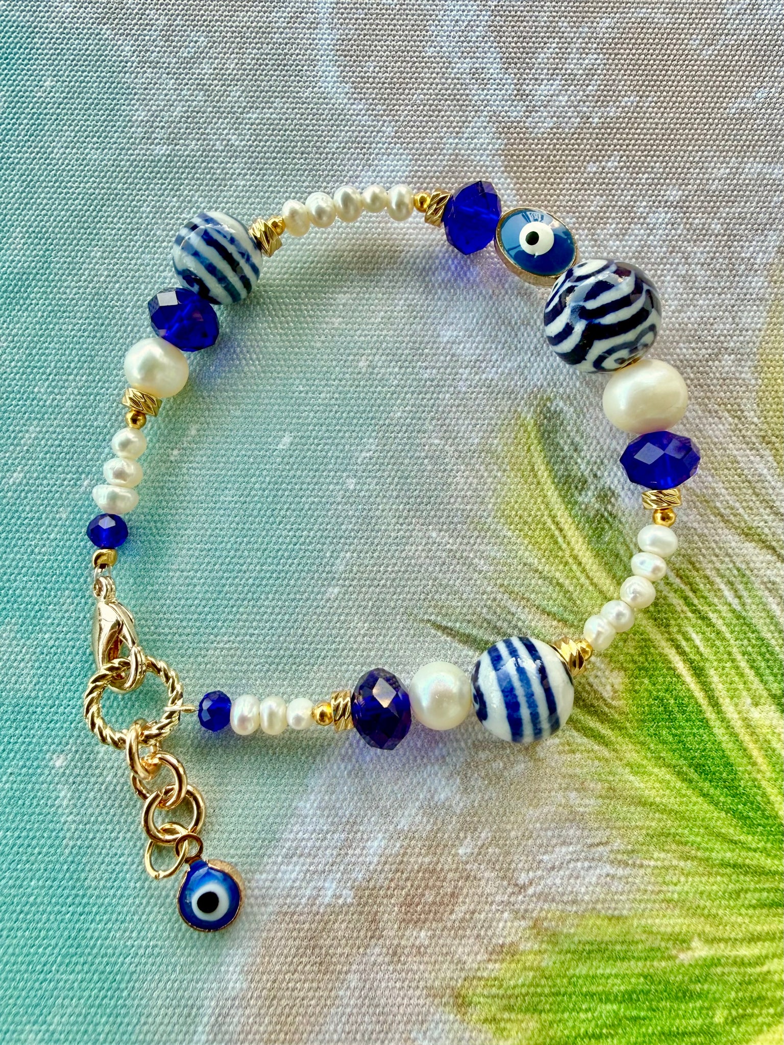 Ocean Blue Pearl Coastal Bracelet