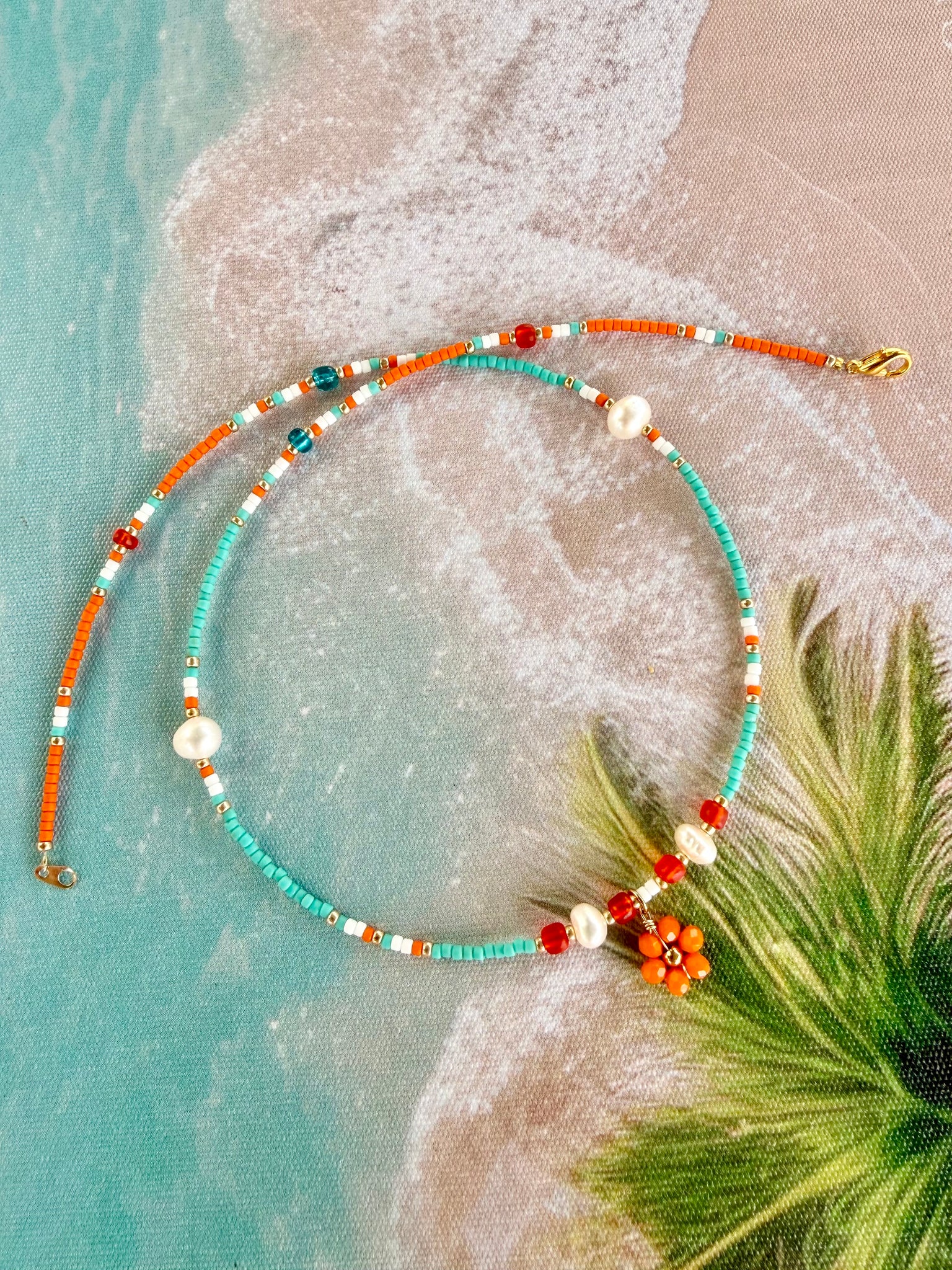 Orange Seed Bead Necklace