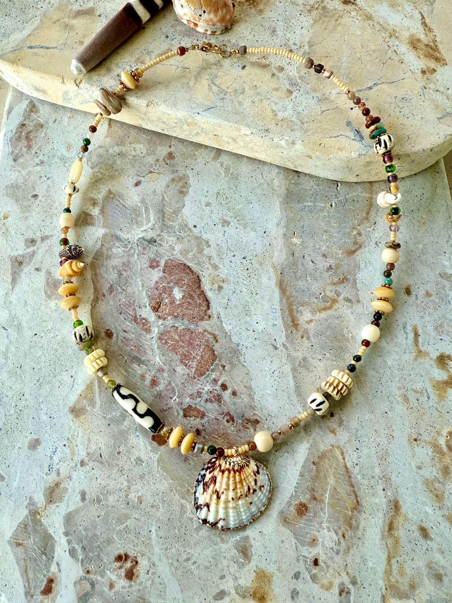 Gold Shell Beaded Necklace