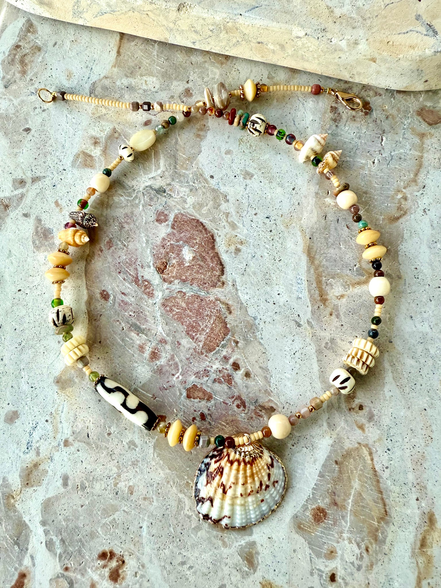 Gold Shell Beaded Necklace