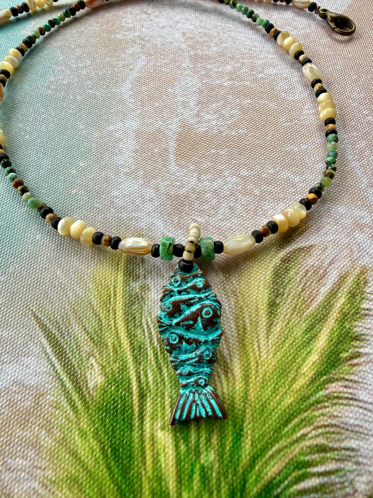 Seashell Fish Charm Necklace