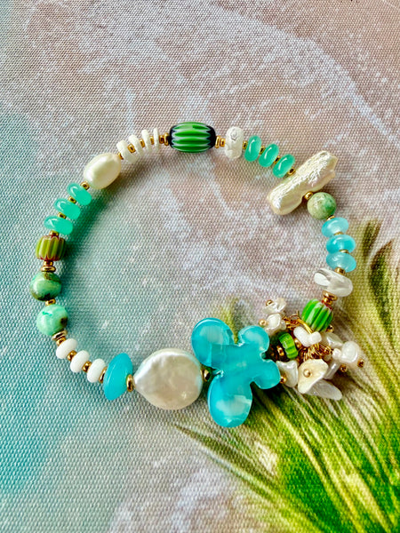 Aqua Ocean Pearl Bracelet
