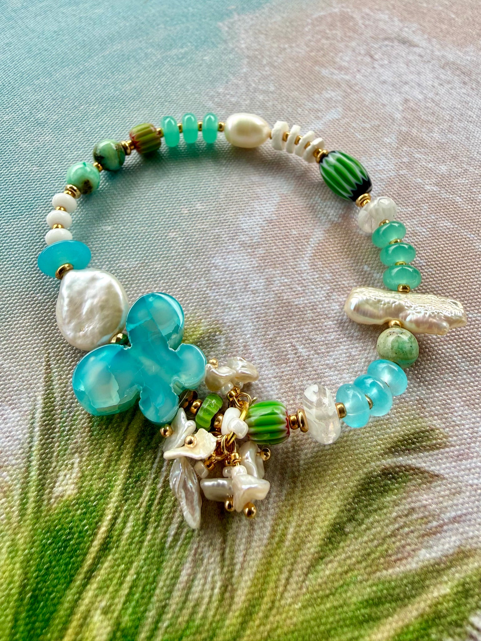 Aqua Ocean Pearl Bracelet