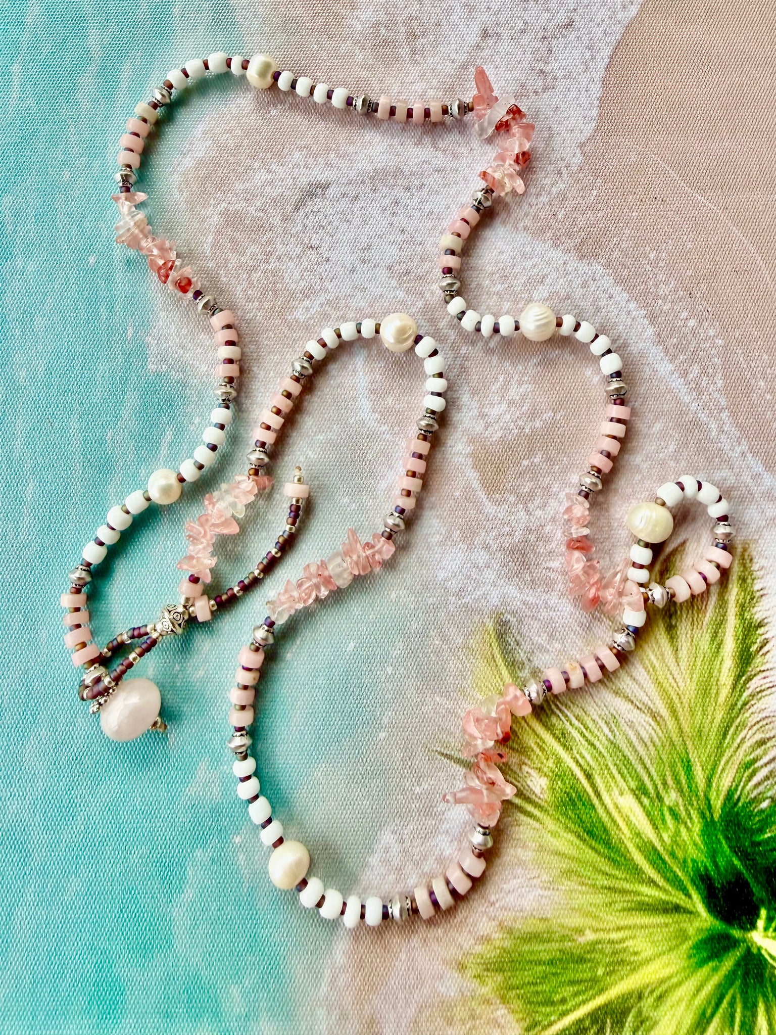 Ocean Pink Boho Wrap Bracelet