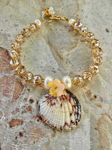 Champagne Lux Crystal Shell Charm Bracelet