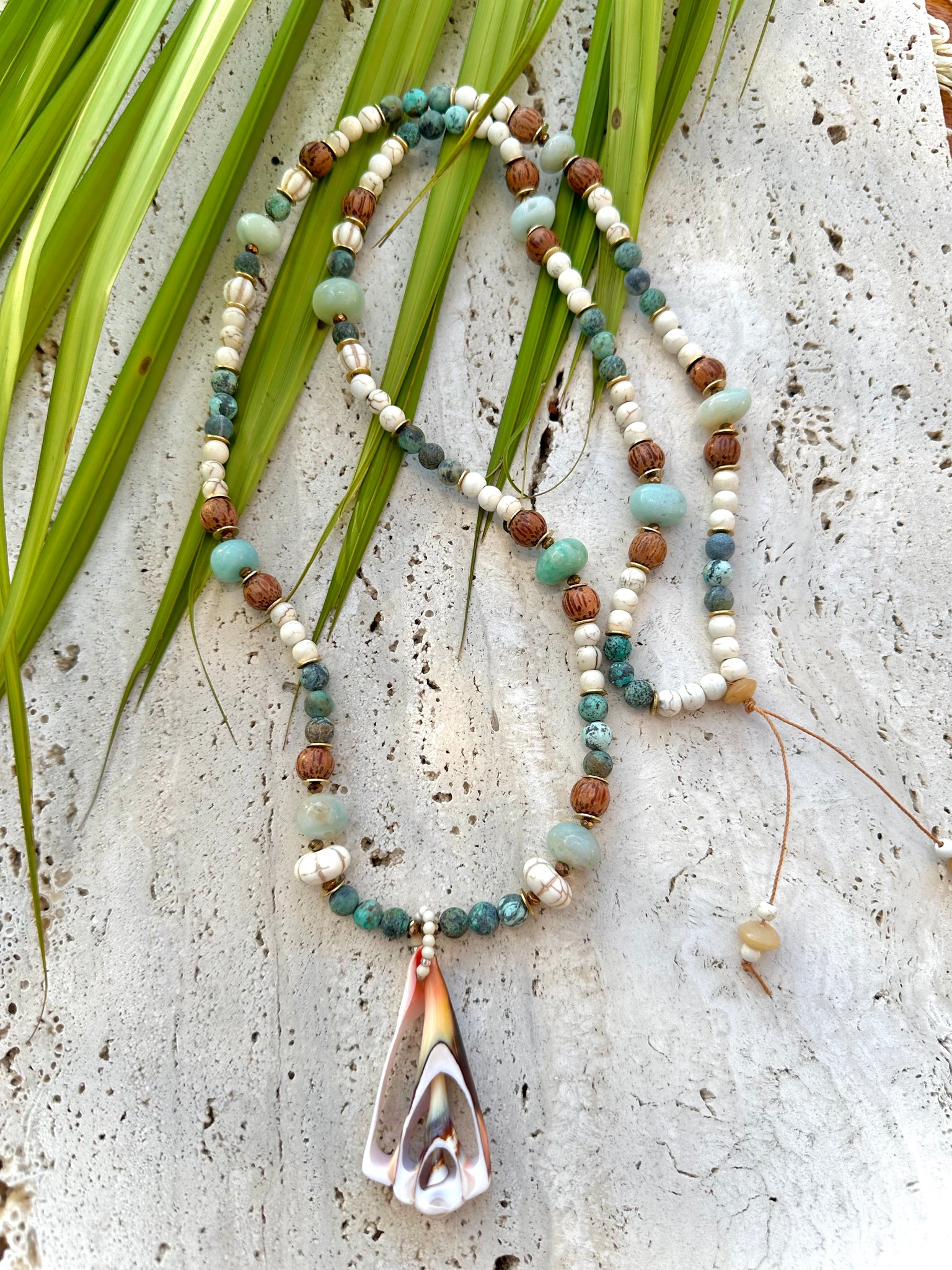 Shell Beaded Turquoise Necklace