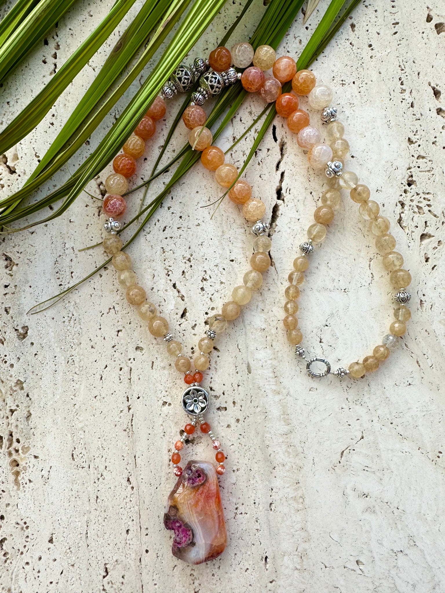 Boho Citrine Agate Stone Necklace
