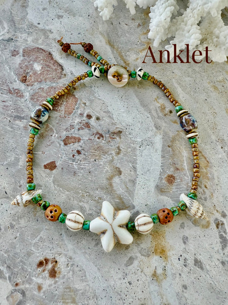 Starfish Shell Beaded Anklet