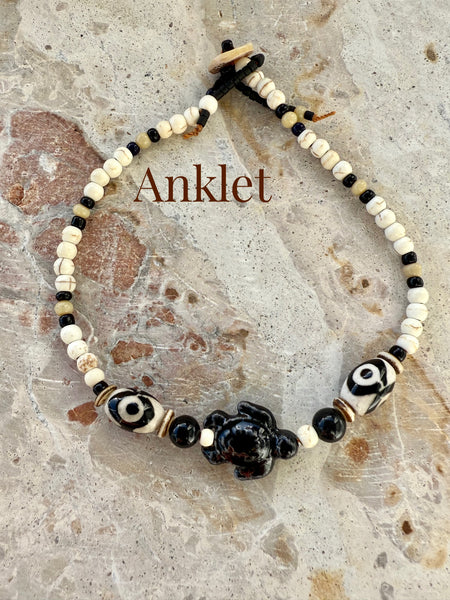 Tribal Black Turtle Anklet