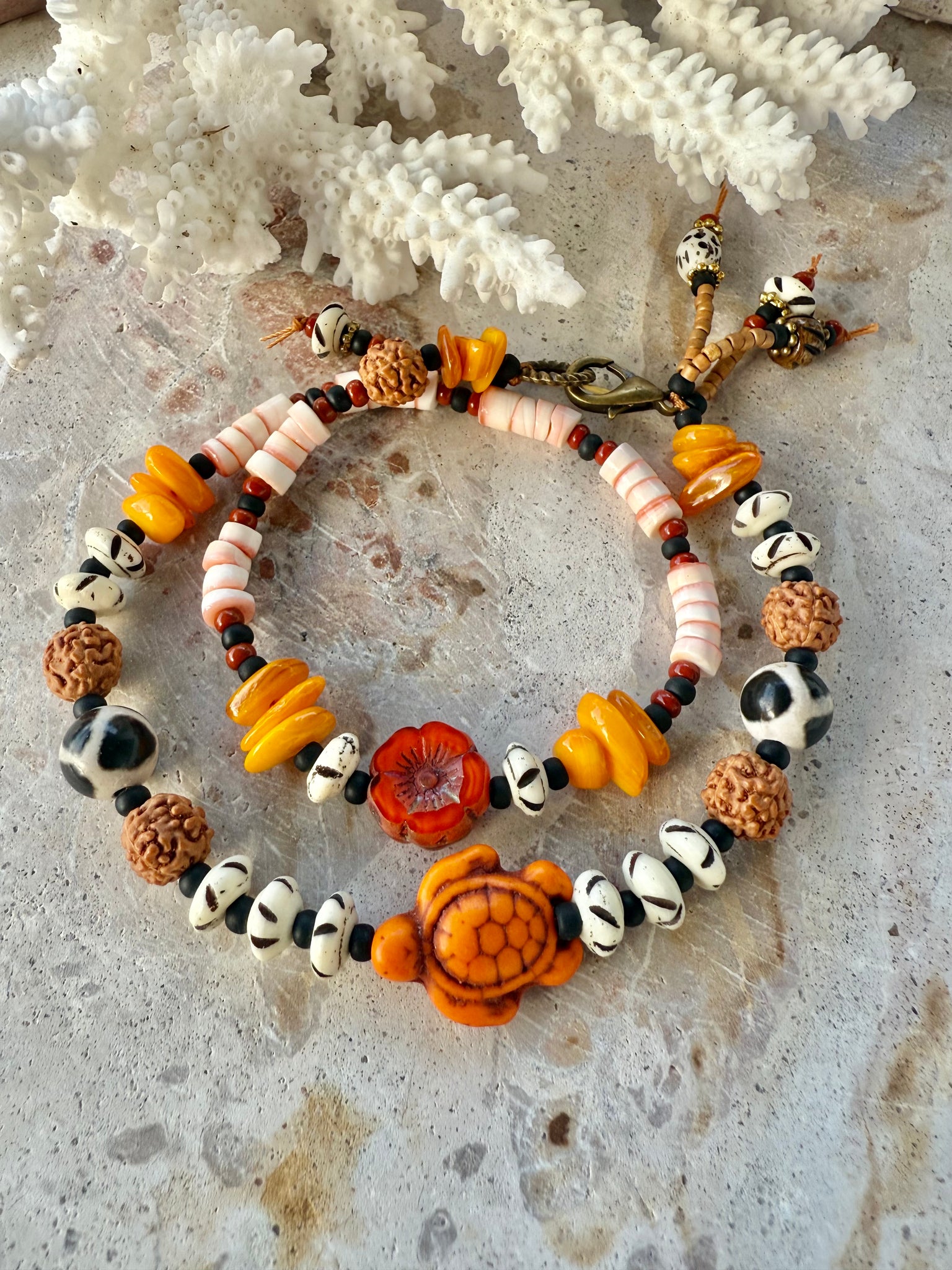 Orange Turtle Beach Boho Bracelet