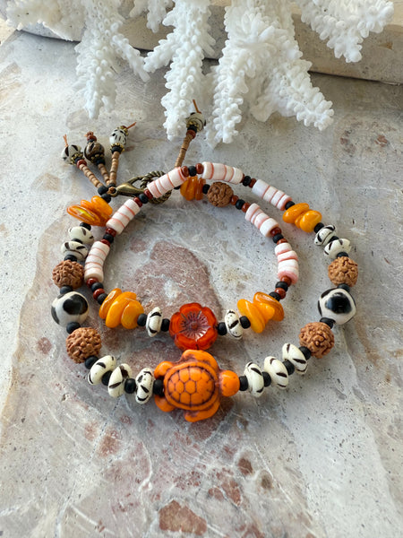 Orange Turtle Beach Boho Bracelet