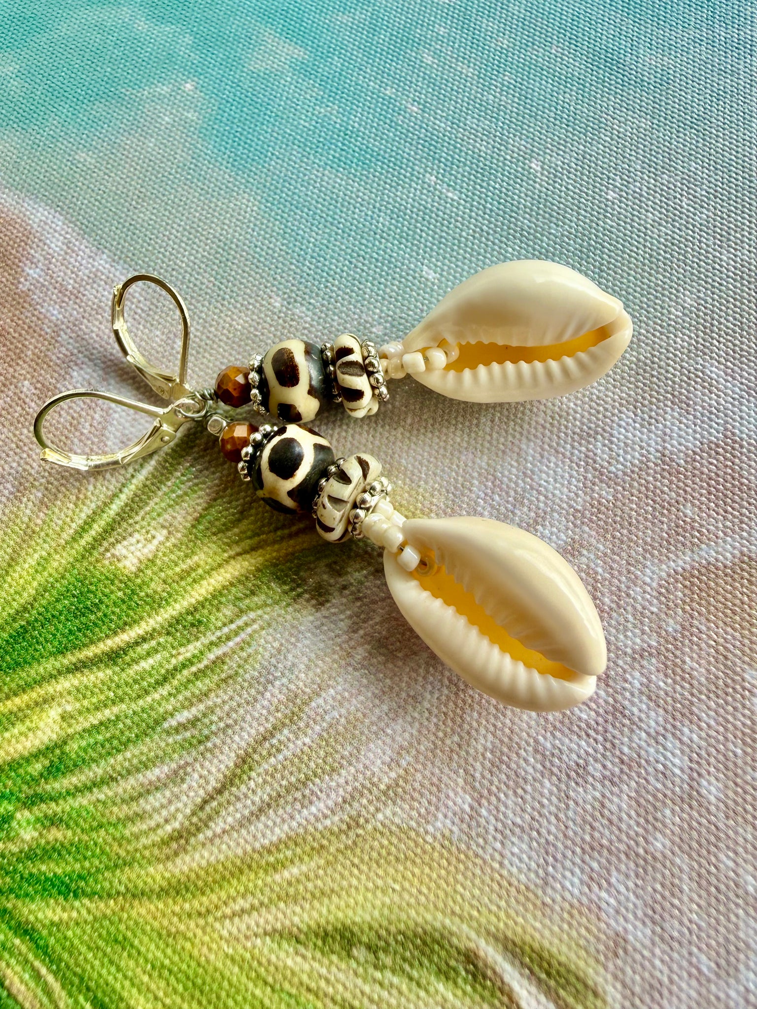 Tribal Beachie Boho Cowrie Earrings