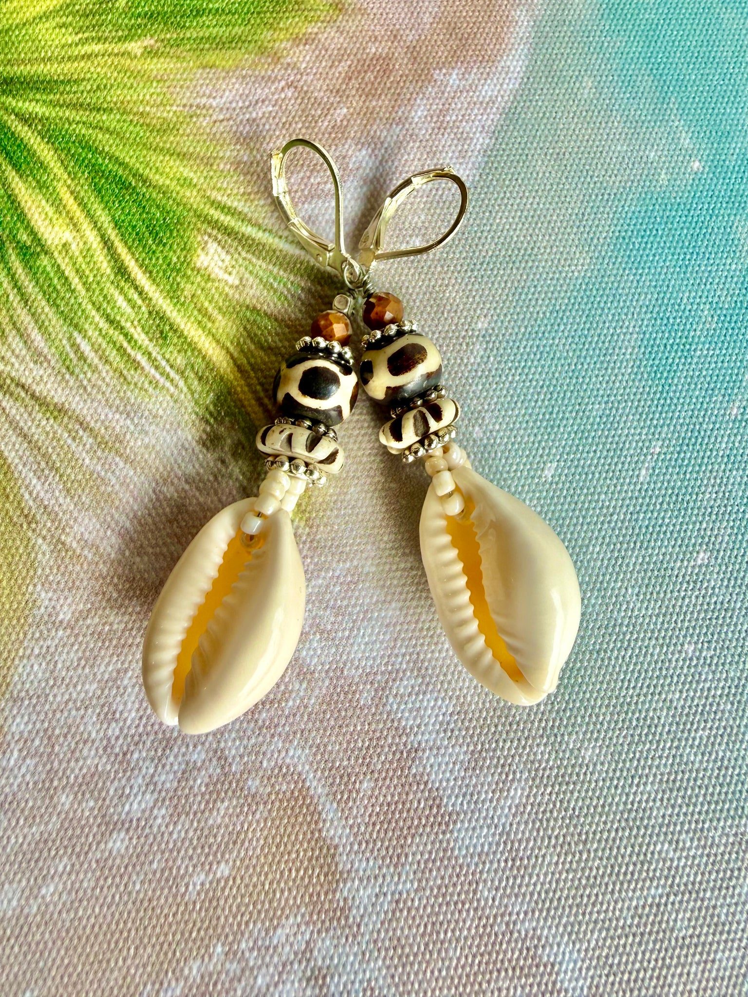 Tribal Beachie Boho Cowrie Earrings