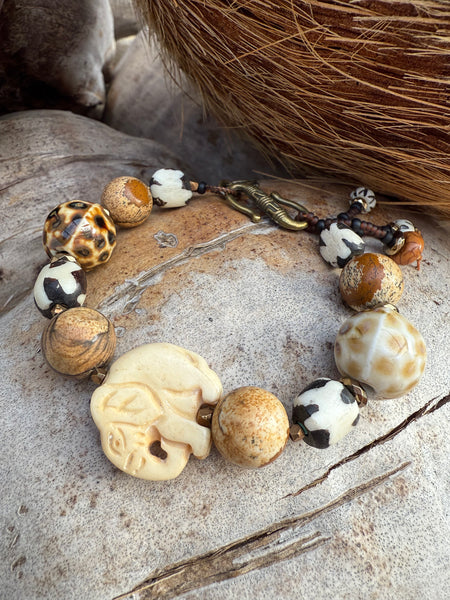 African Beaded Tribal Elephant Bracelet
