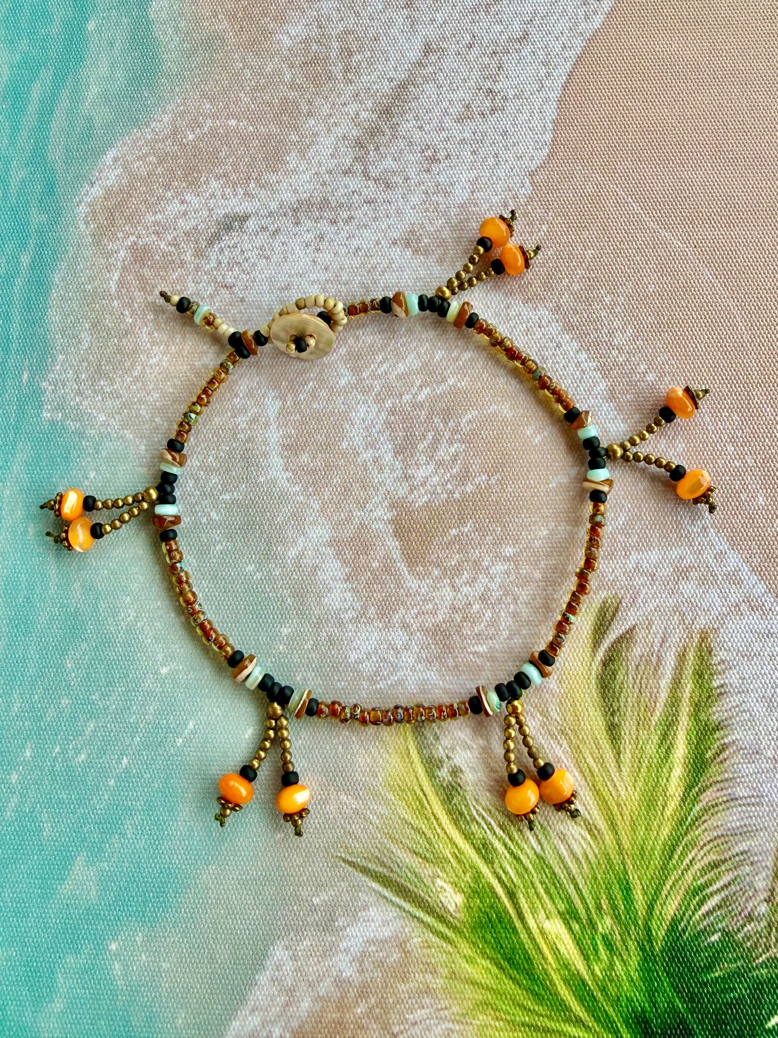 Tribal Beach Seed Bead Anklet