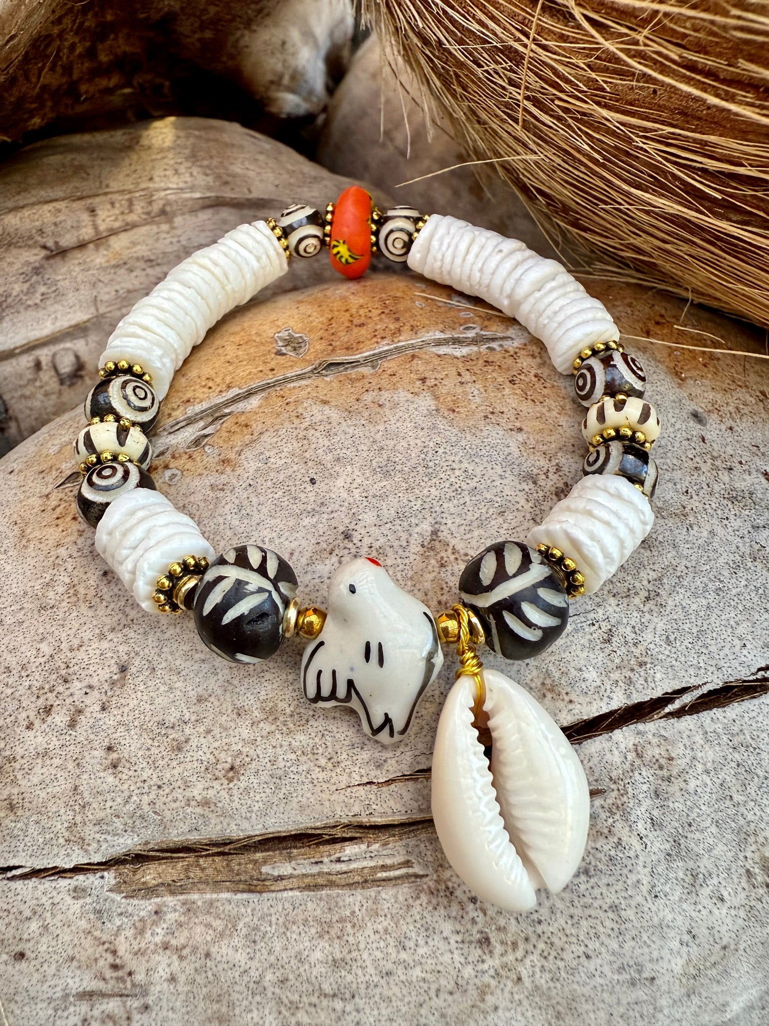 Golden Cowrie Shell Bracelet