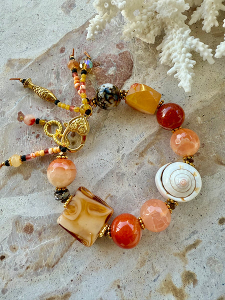 Sunkissed Beaded Stone Shell Bracelet