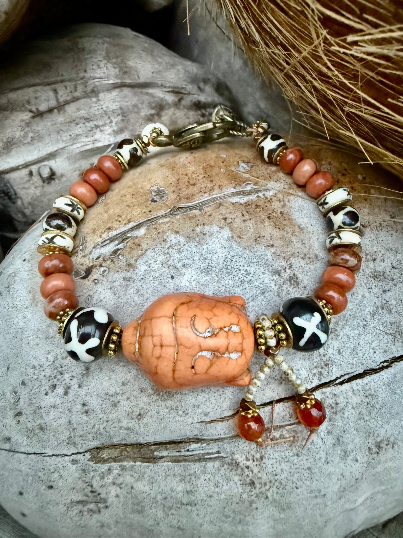 Sunset Vintage buddhist Stone Beaded Bracelet
