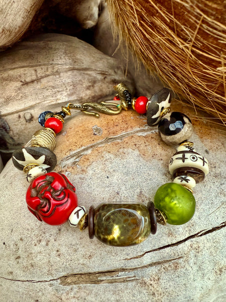 Tibetan Tribal Coral Beaded Stone Bracelet