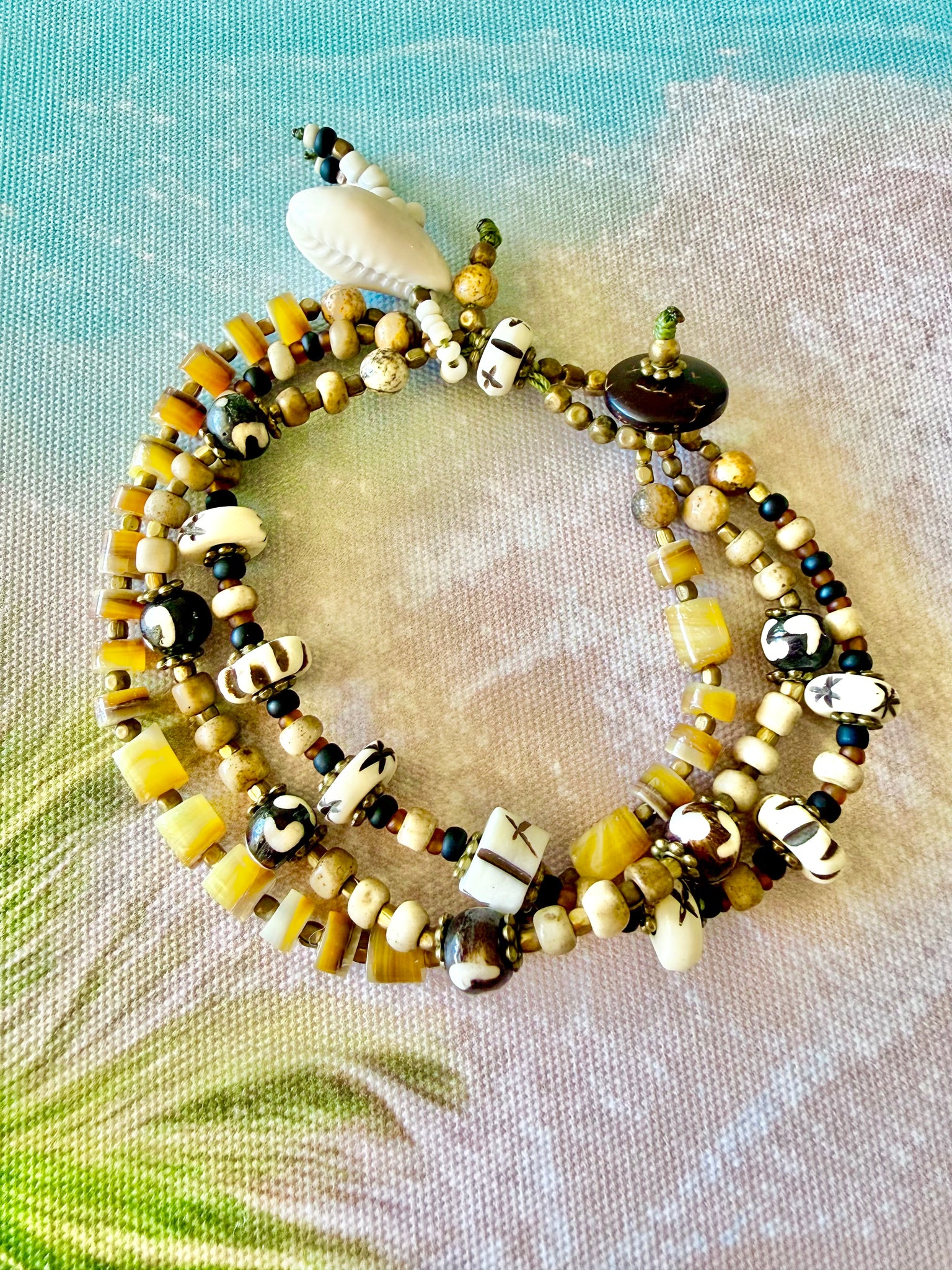 Ocean Shell & Tribal Boho Bracelet