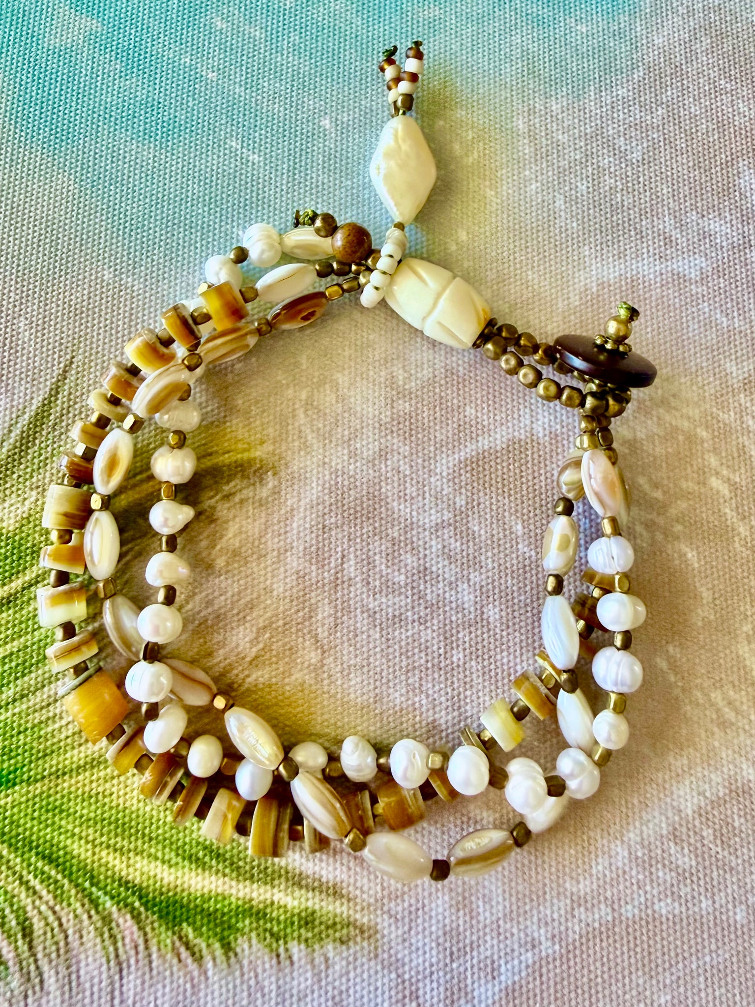 Coastal Pearl & Shell Boho Bracelet