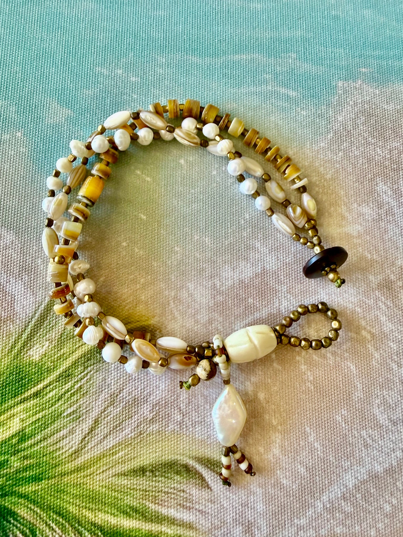 Coastal Pearl & Shell Boho Bracelet