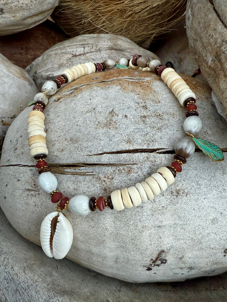 Coconut Cowrie Imfibinga Seed Necklace