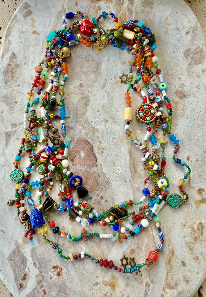 African Knotted Seed Bead Necklace