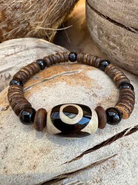 Mens Tibetan One Eye Beaded Bracelet