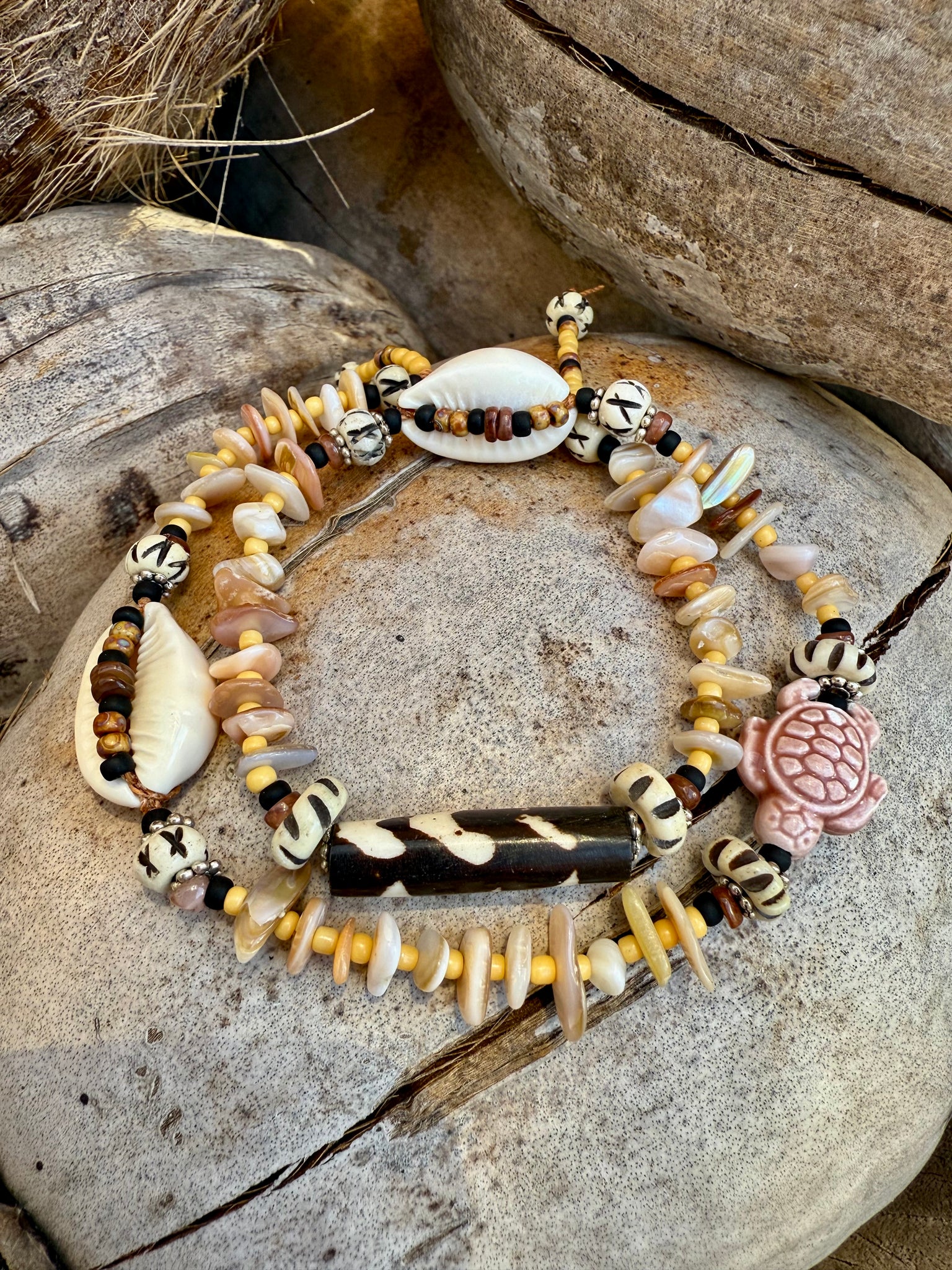 Tribal Cowrie Shell Stone Bracelet