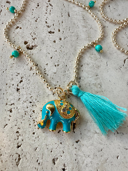 Elephant Gold Beaded Necklace