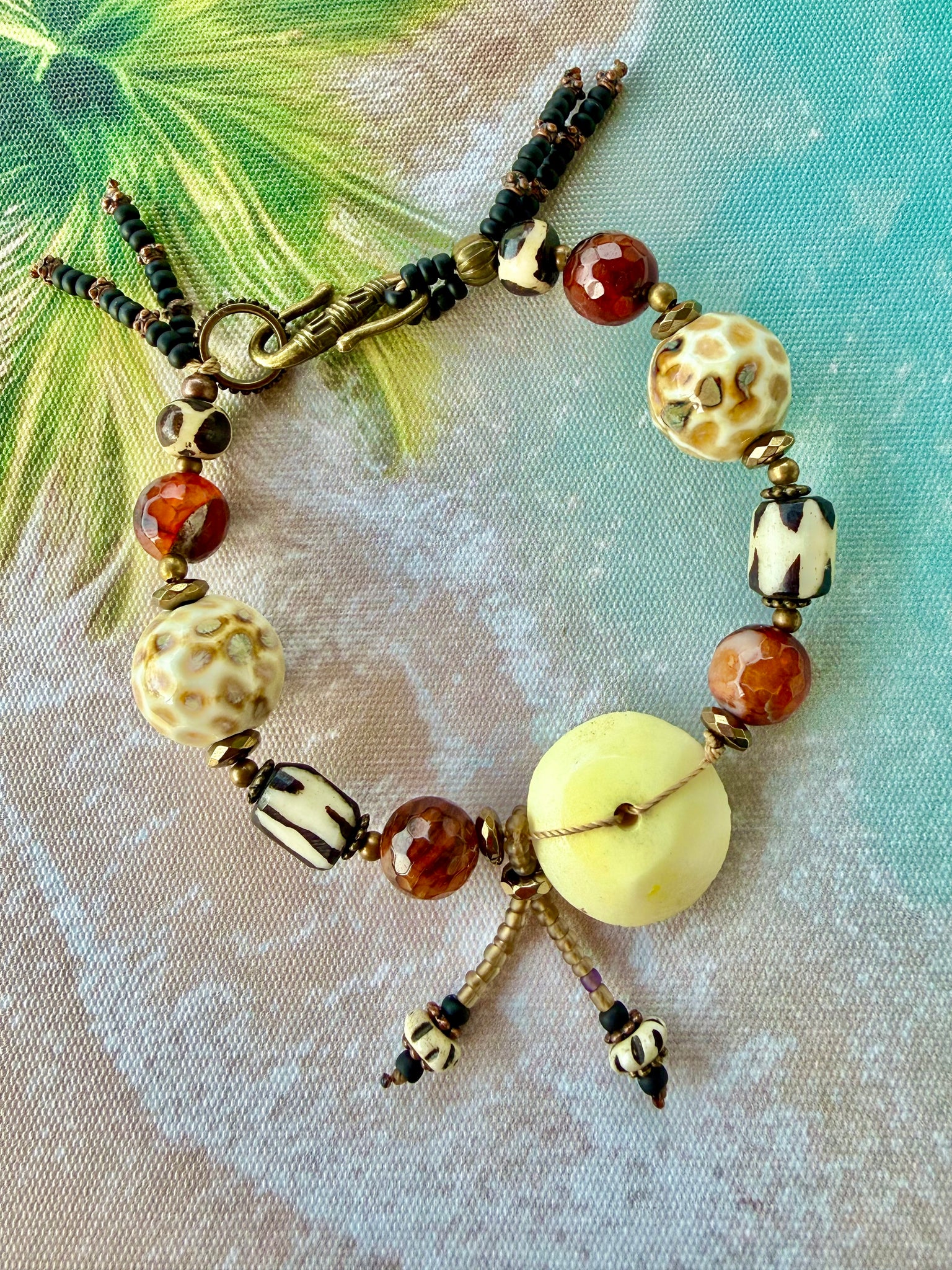 Bali Tribal Bead & Agate Artisan Bracelet