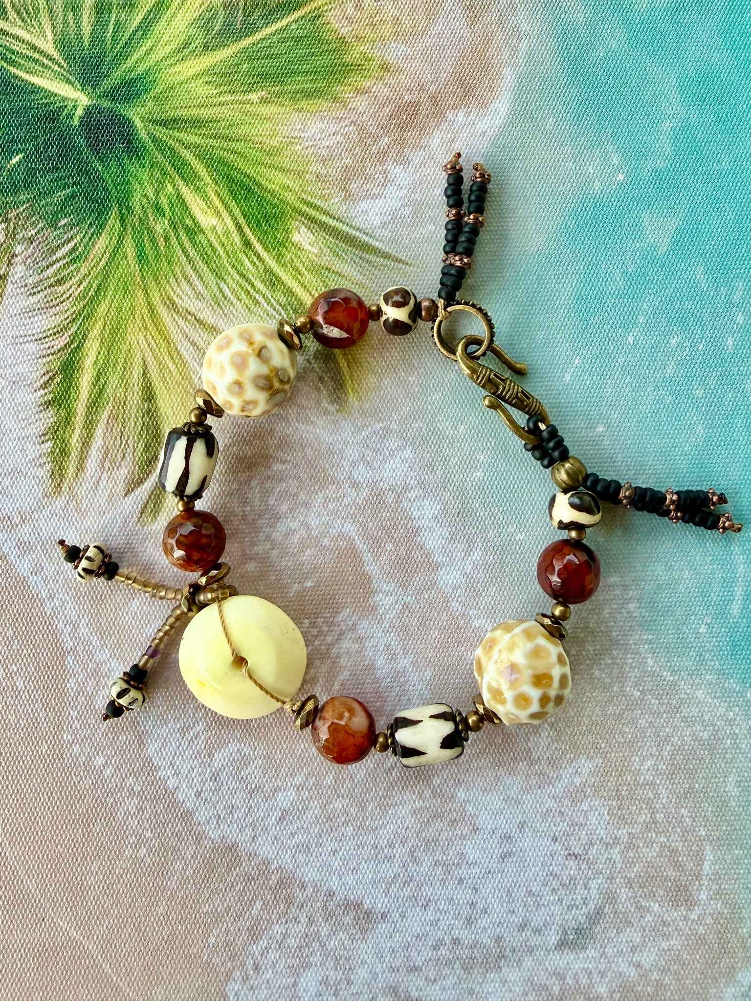 Bali Tribal Bead & Agate Artisan Bracelet