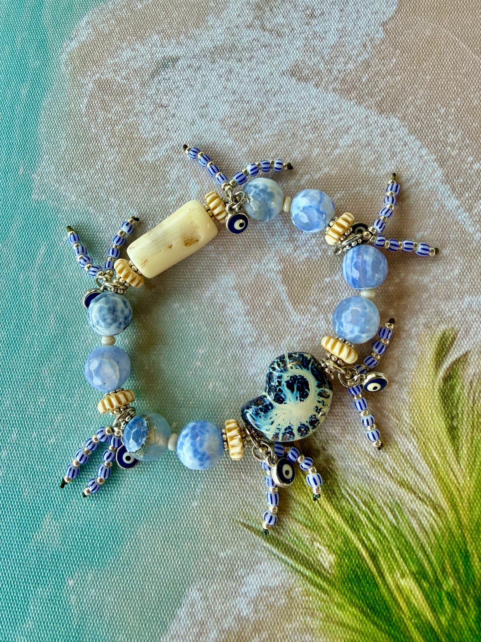 Ocean Blue Evil Eye Charm Bracelet