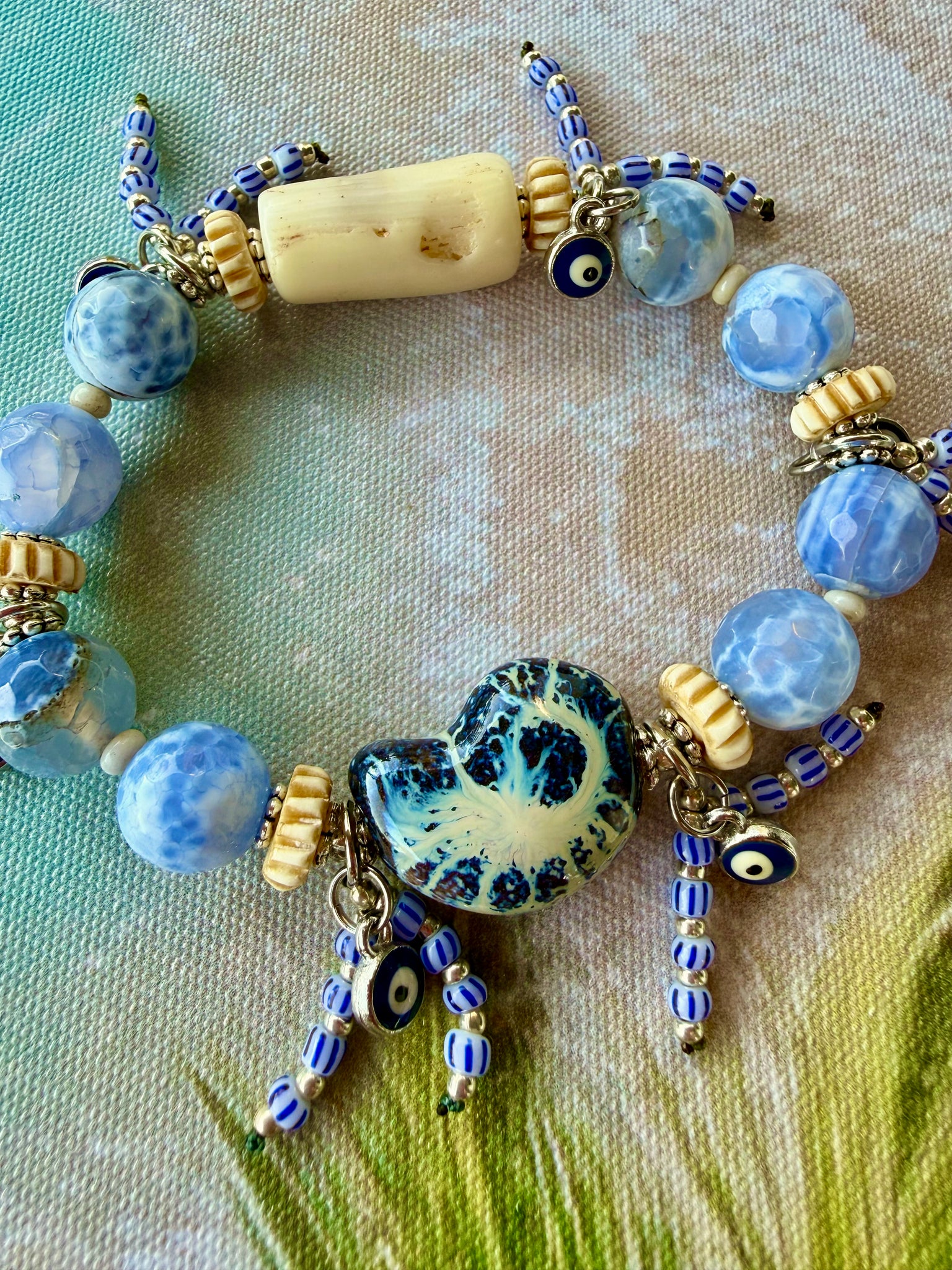 Ocean Blue Evil Eye Charm Bracelet