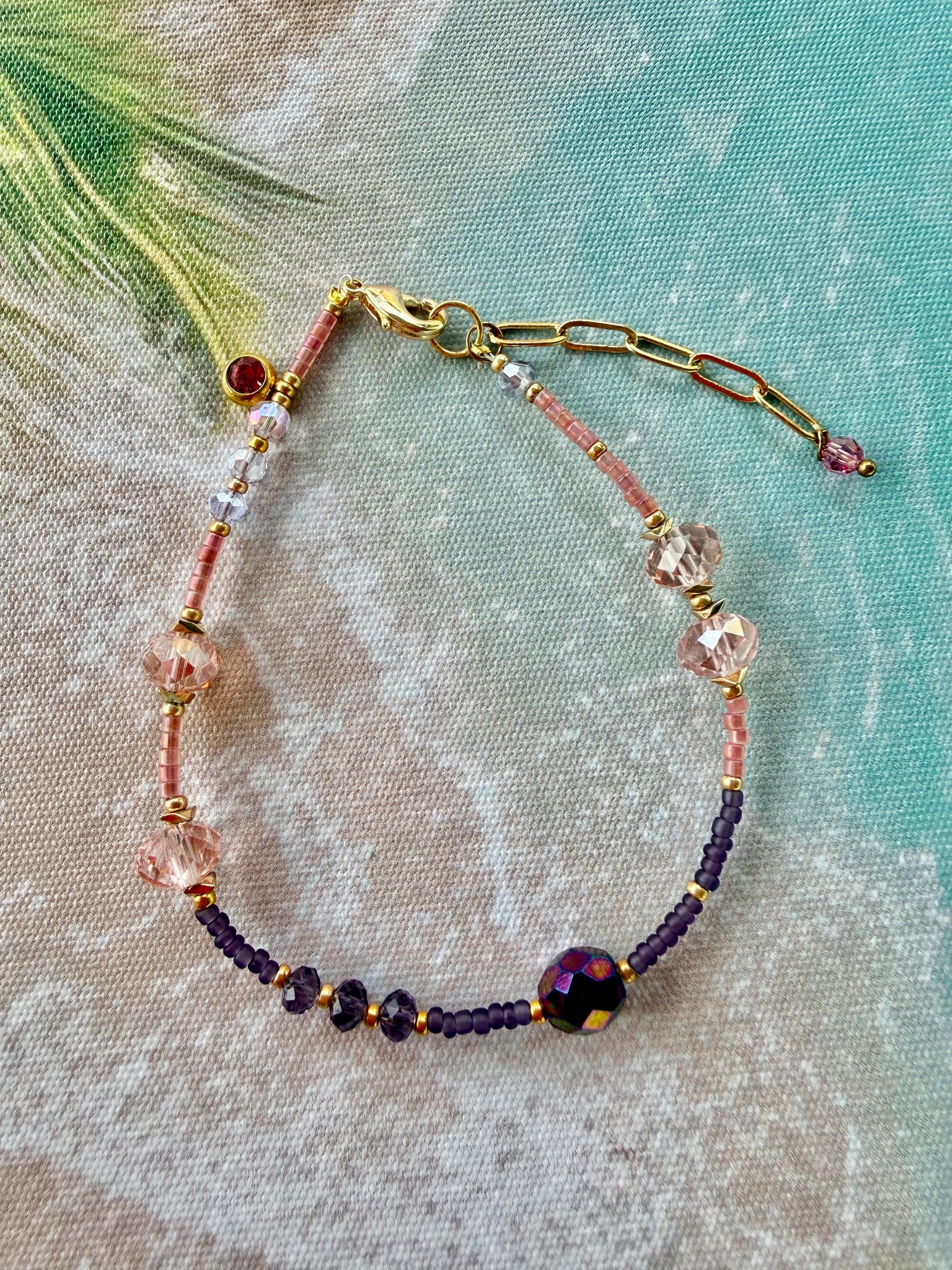Pink Sparkle Charm Crystal Bracelet
