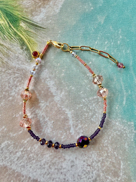 Pink Sparkle Charm Crystal Bracelet