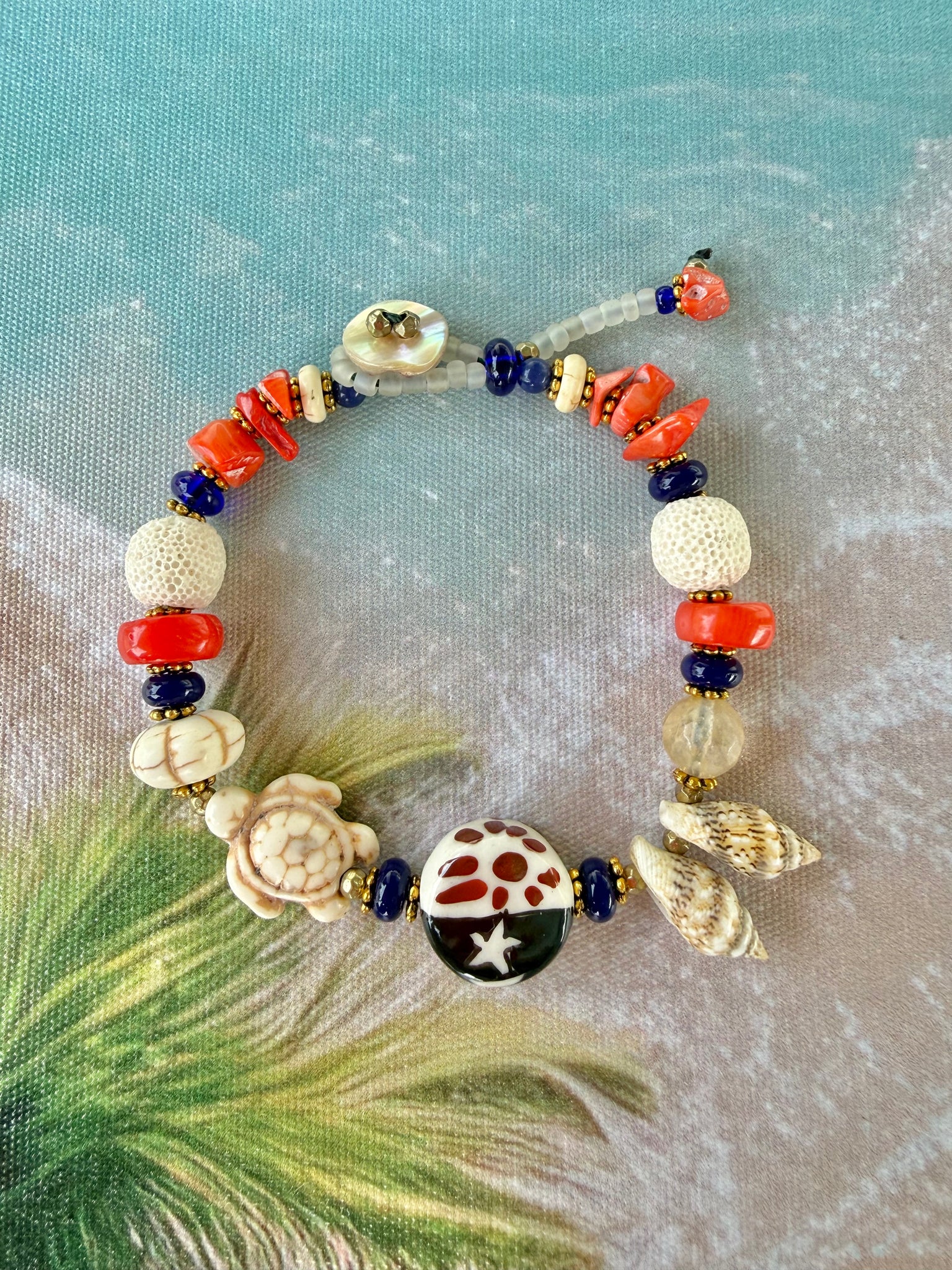 Island Turtle Coastal Charm Bracelet