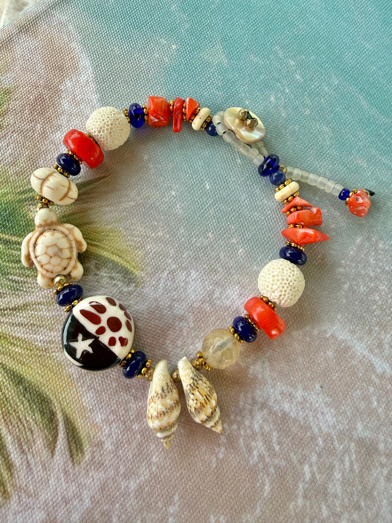 Island Turtle Coastal Charm Bracelet