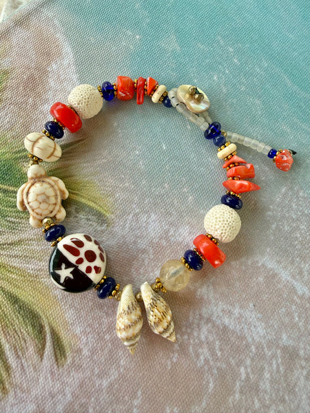 Island Turtle Coastal Charm Bracelet