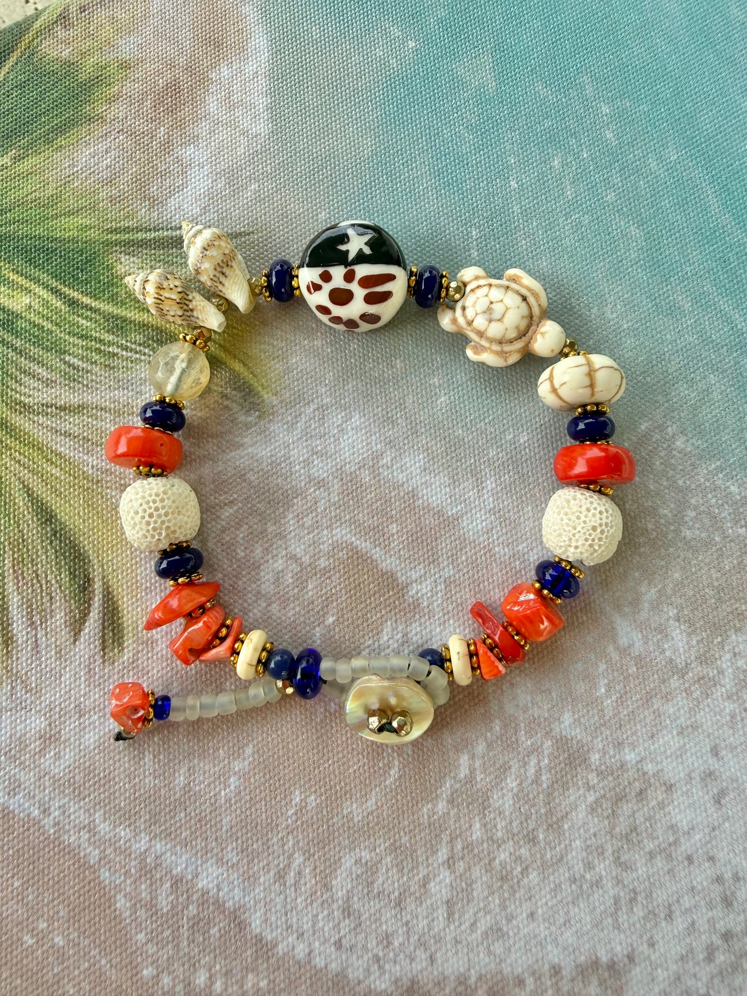 Island Turtle Coastal Charm Bracelet