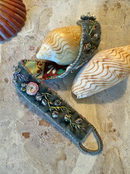 Embroidered Free Spirit Velvet Cuff Bracelet