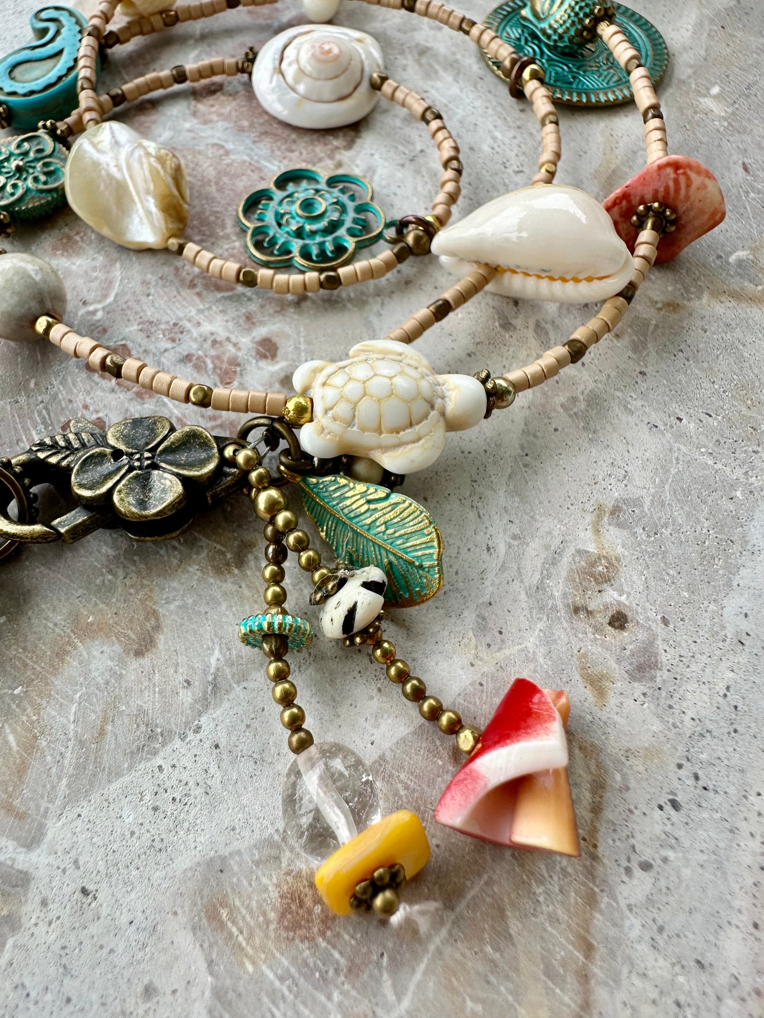 Shell Charm Boho Wrap Bracelet