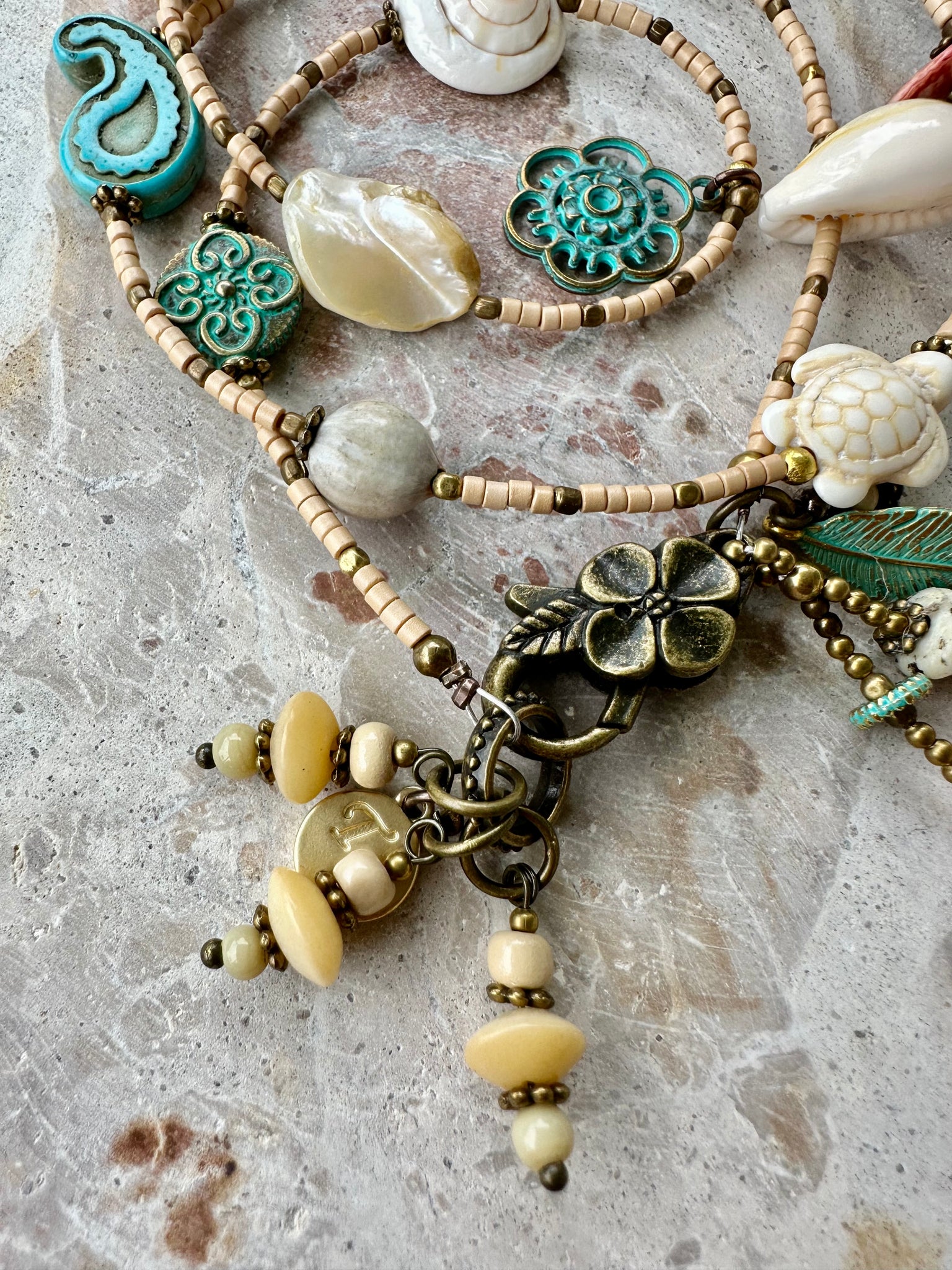 Shell Charm Boho Wrap Bracelet