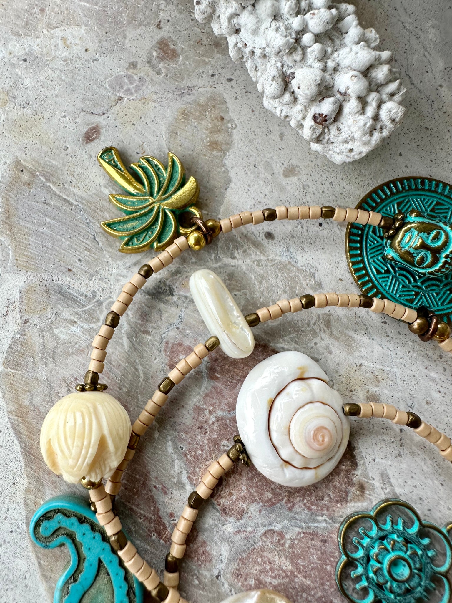 Shell Charm Boho Wrap Bracelet