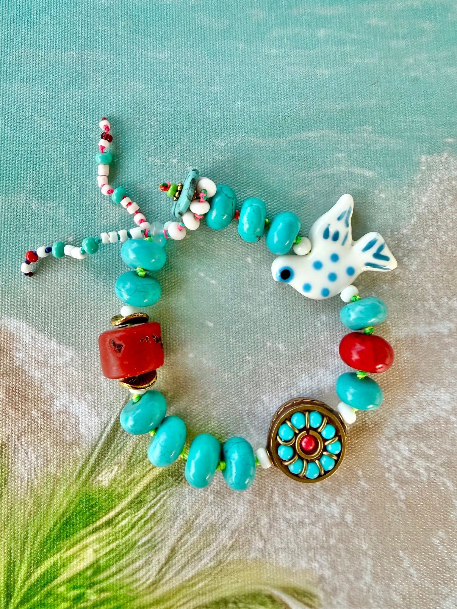 Greek Bluebird &. Turquoise Stone Bracelet
