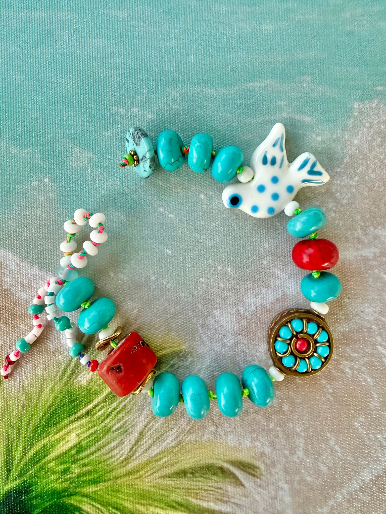 Greek Bluebird &. Turquoise Stone Bracelet